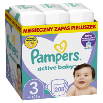 PAMPERS Active Baby pieluchy 6 10kg rozmiar 3 208 szt